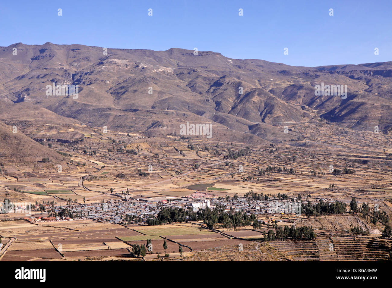 town near Coporaque near Chivay, Arequipa district, Peru, Andes, South America Stock Photo