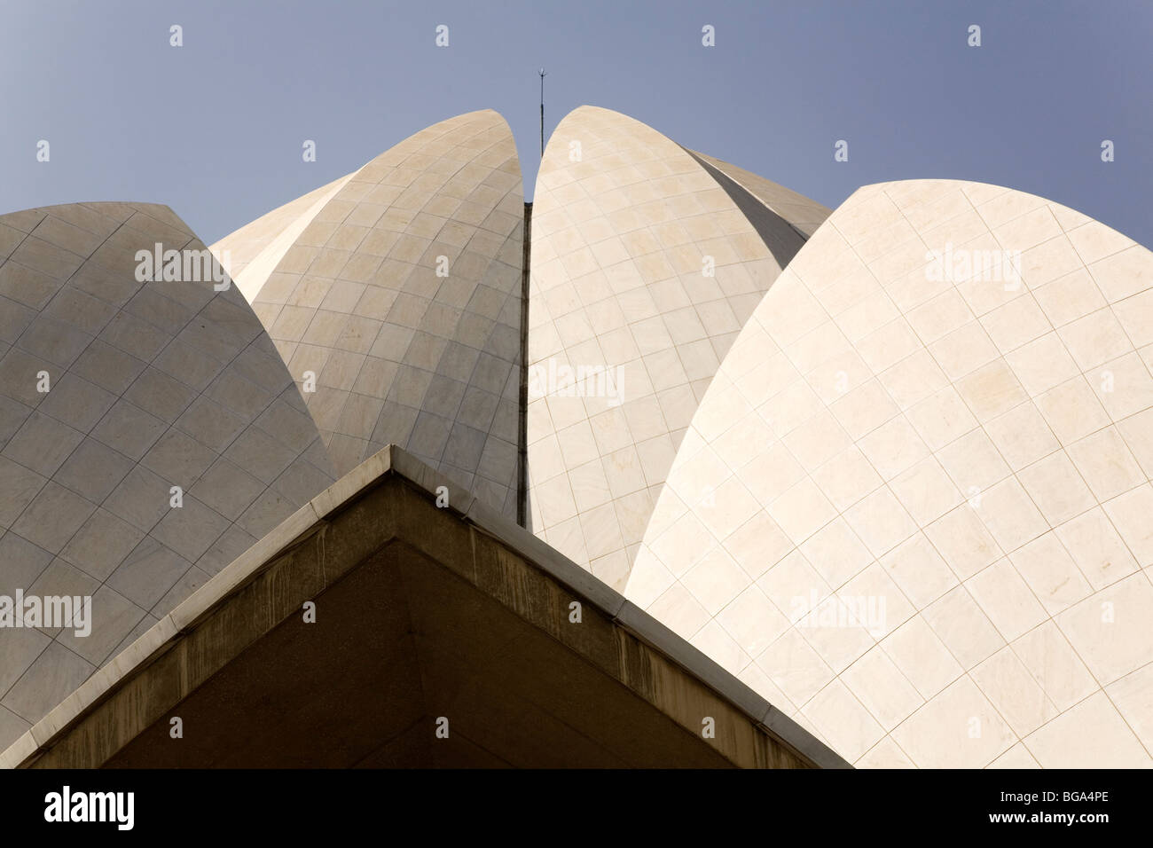 An abstract view of the roof of the Bahai House of Worship (the Lotus Temple) in New Delhi, India. Stock Photo