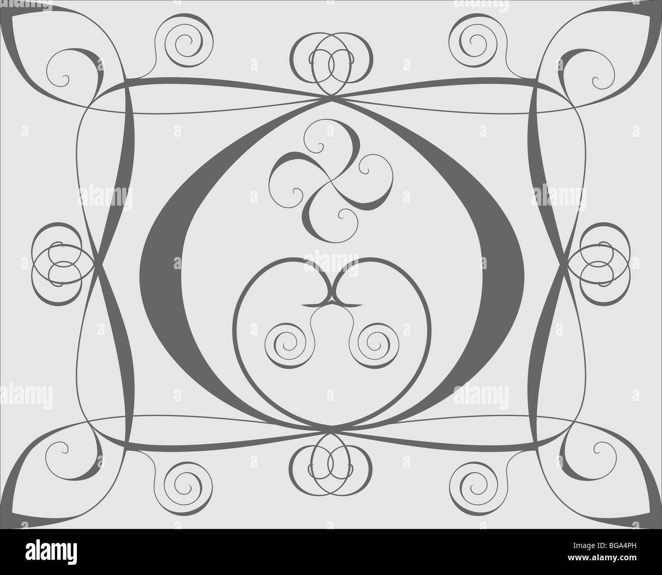 Design background with hearts and spirals on gray Stock Photo