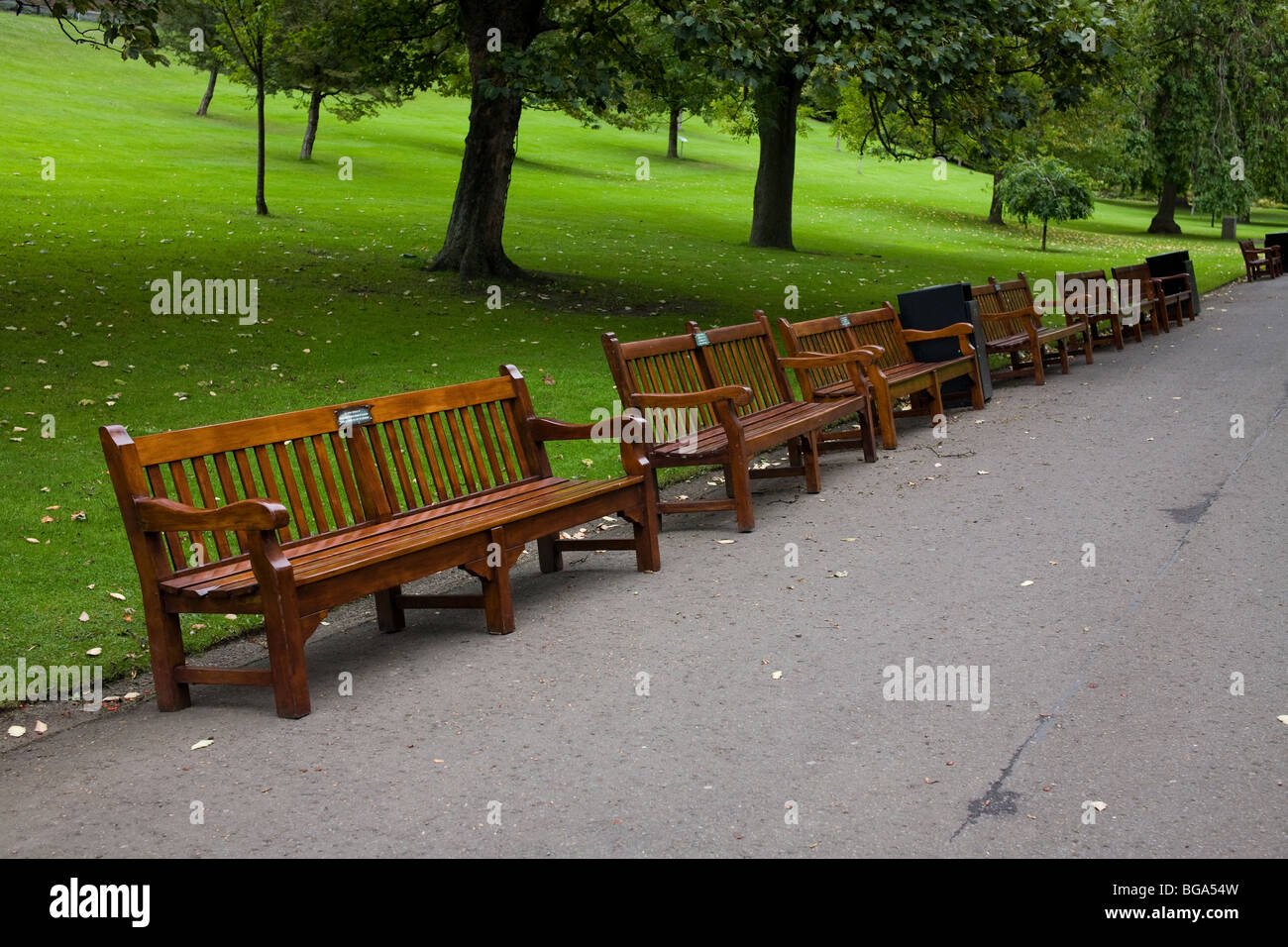 Park Benches in Princess Street Gardens, Edinburgh, West Loathian