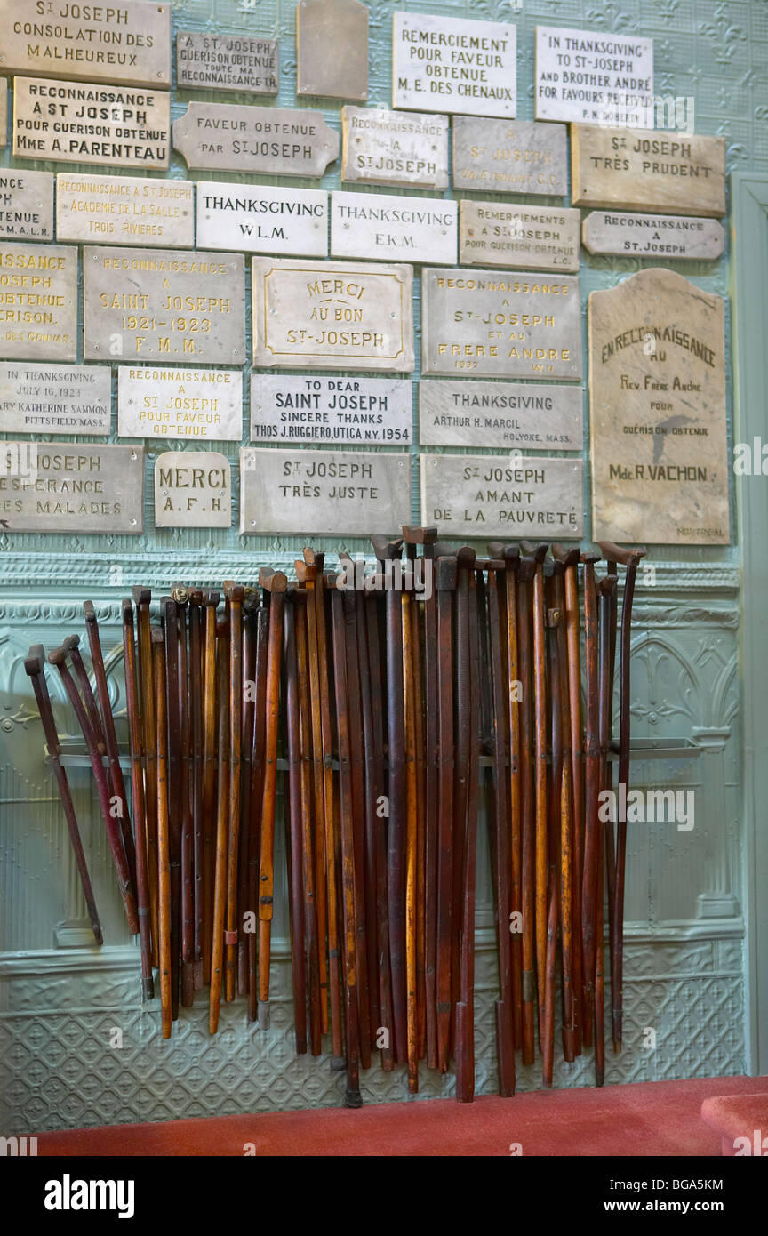 Crutches in St. Joseph's Oratory Chapel, Montreal, Canada Stock Photo