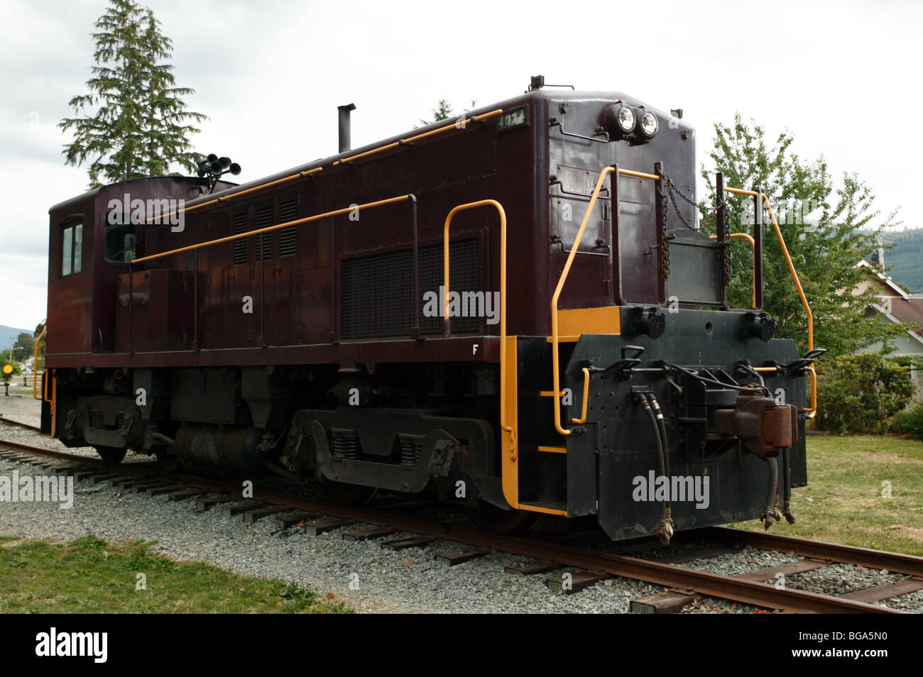 Image of a Baldwin B-L-H RS-4TC  diesel-electric locomotive preserved at the  Northwest Railway Museum Stock Photo