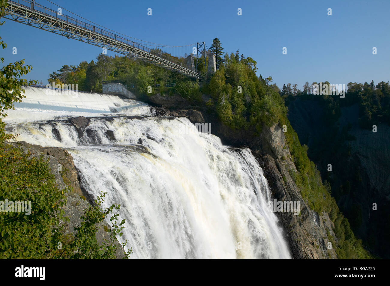 Montmorency Falls with suspension bridge, Quebec, Canada Stock Photo Alamy