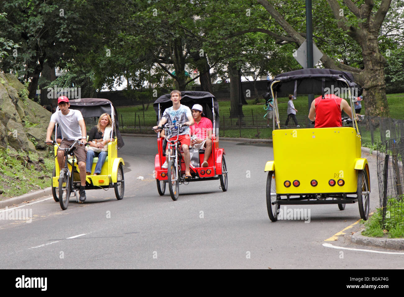 trishaws at Central Park, Manhattan, New York City, United States Stock Photo