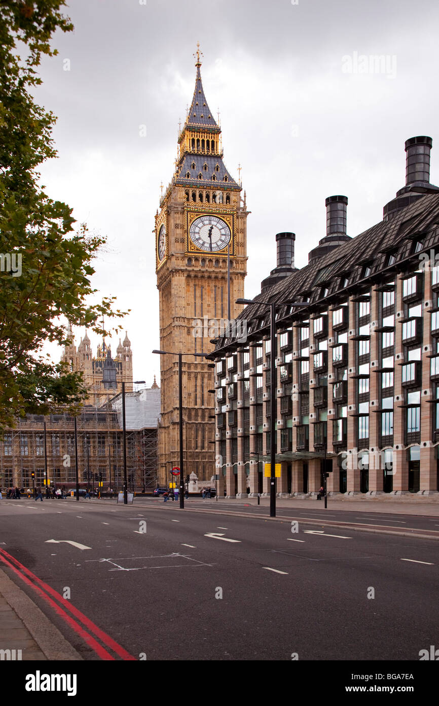 Big Ben with empty street in foreground London England UK Stock Photo