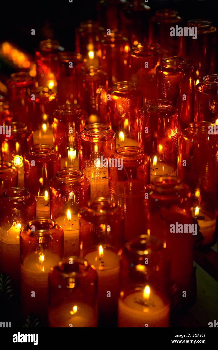 Altar votive prayer candles Stock Photo Alamy
