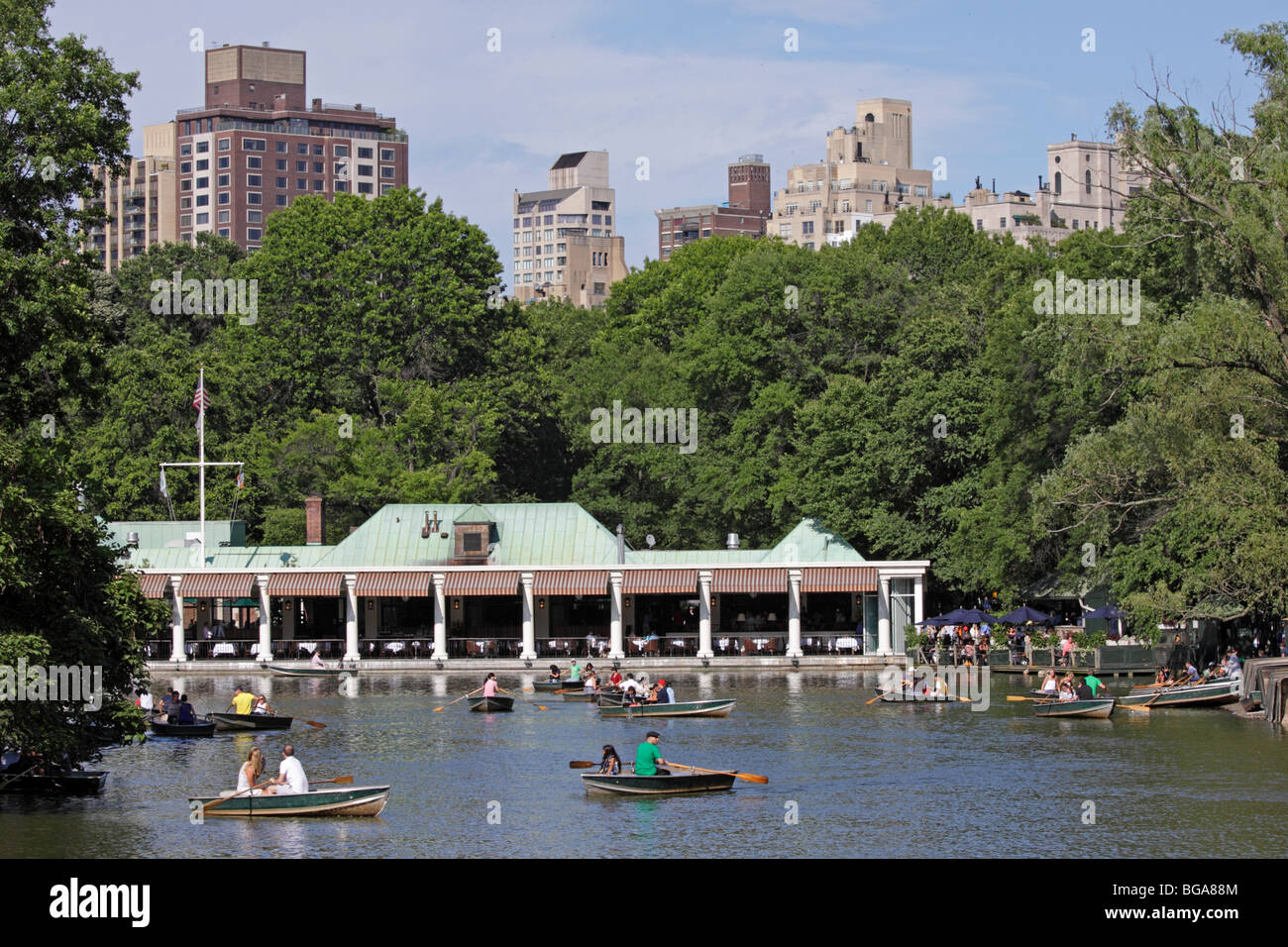 rowing boats on The Lake, Central Park, Manhattan, New York, United