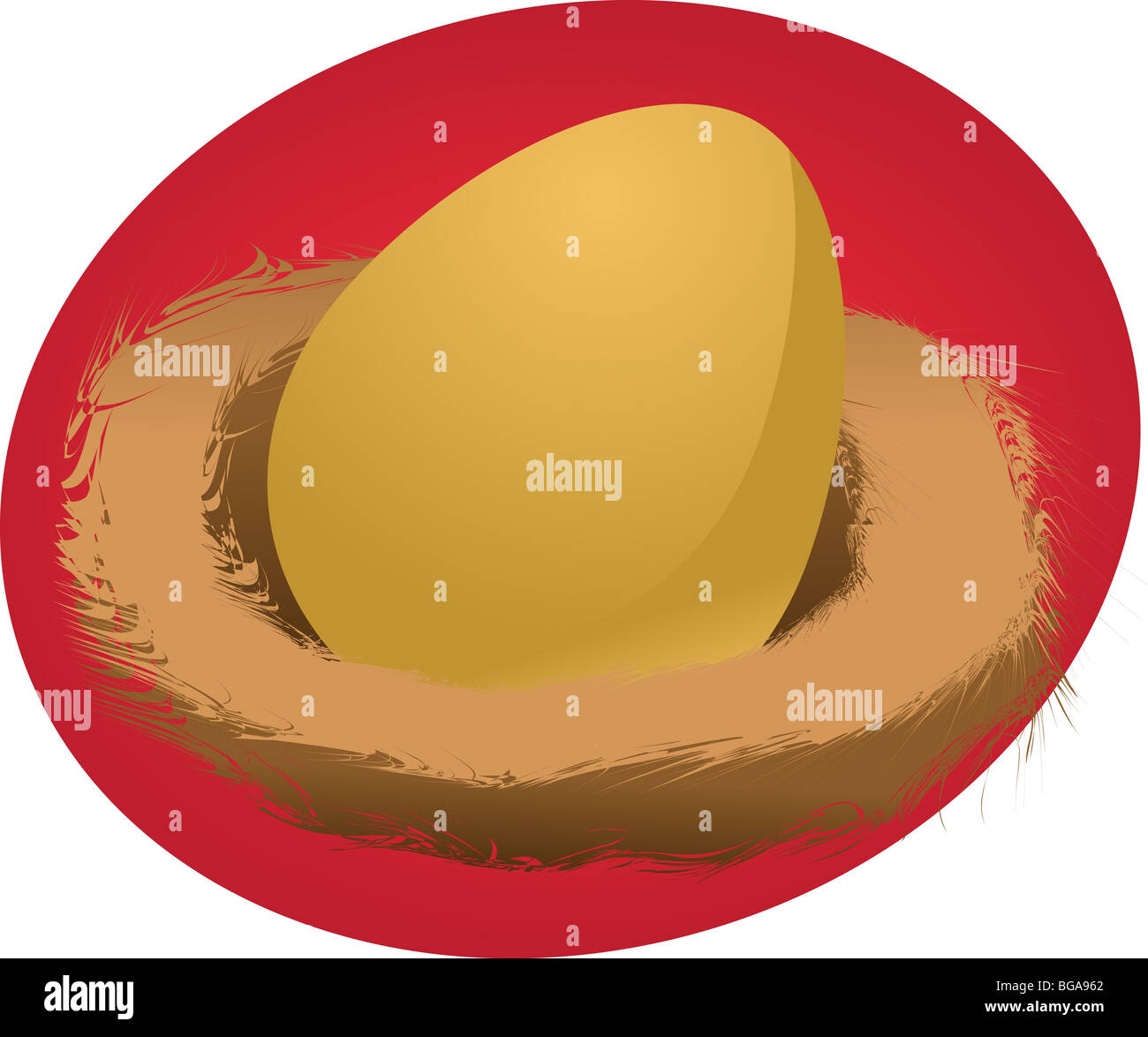 Illustration of a nest egg, golden egg in a nest Stock Photo Alamy