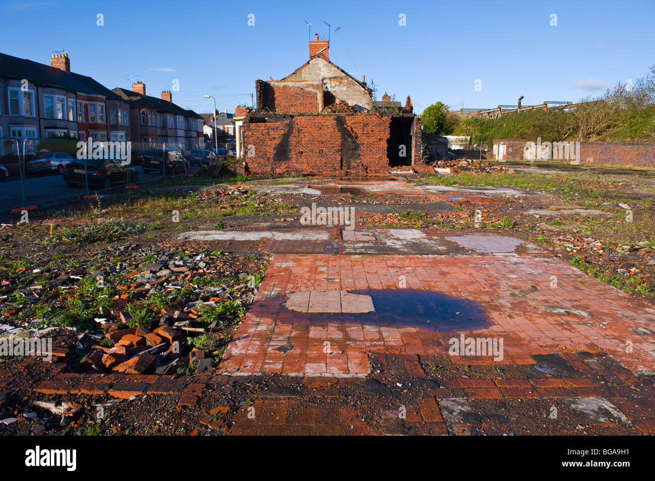 Remains of terrace of houses destroyed by fire at Marlborough Road