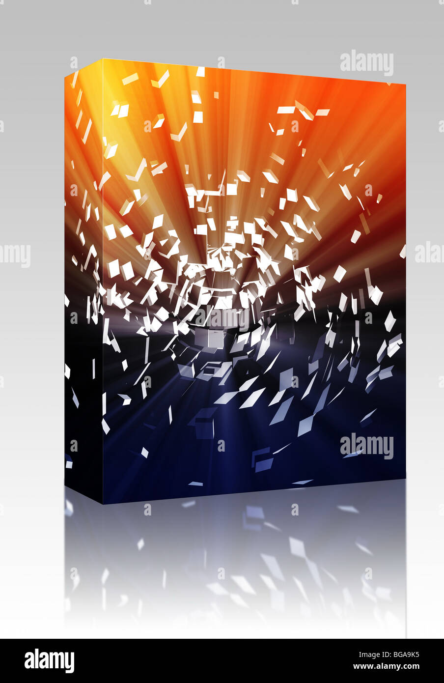 Software package box Abstract background illustration of shattered ...