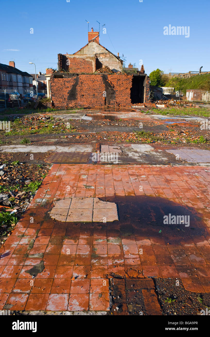 Remains of terrace of houses destroyed by fire at Marlborough Road