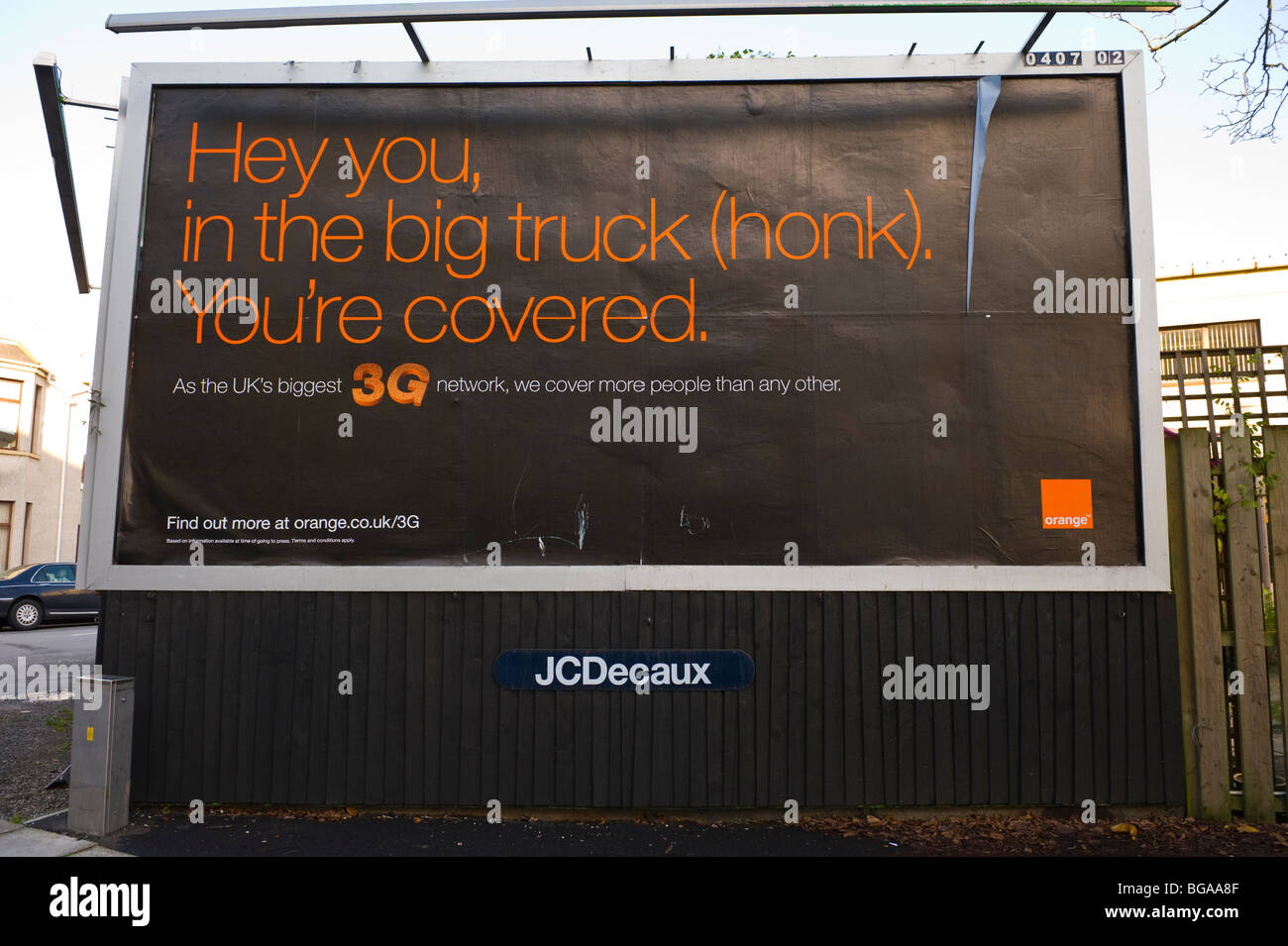 JCDecaux billboard site featuring poster for ORANGE 3G Network in