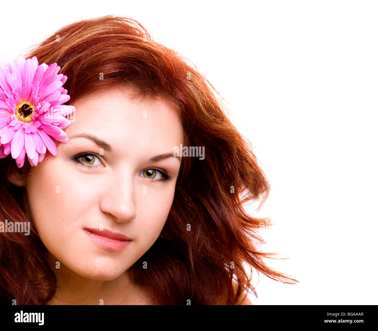 portrait of beautiful girl with flower in the hair Stock Photo - Alamy