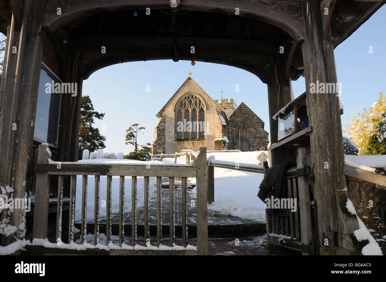 The church of St. Mary the Virgin, Warbleton, East Sussex, in the snow