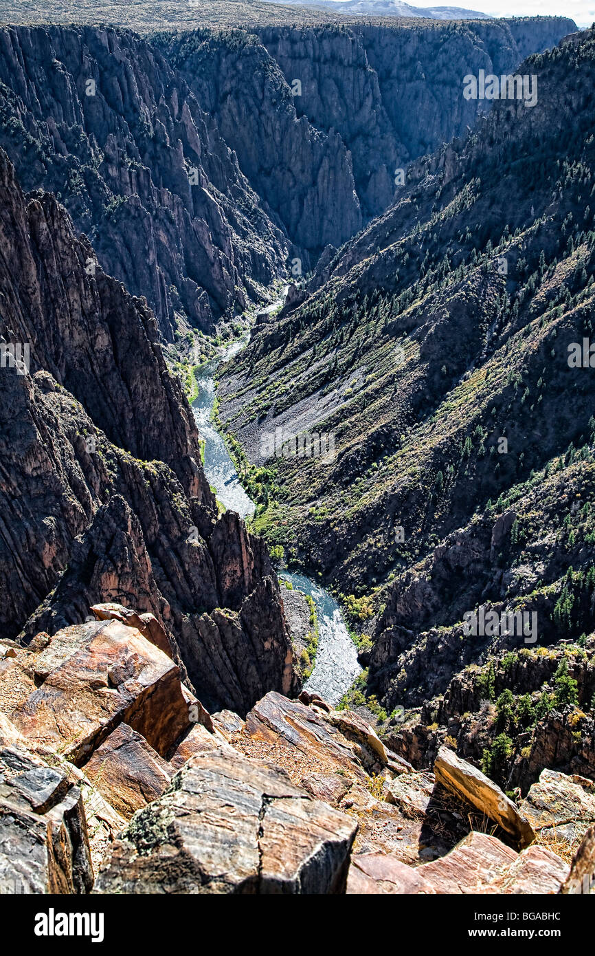 The Gunnison River cuts through Black Canyon National Park in southwest Colorado. Stock Photo