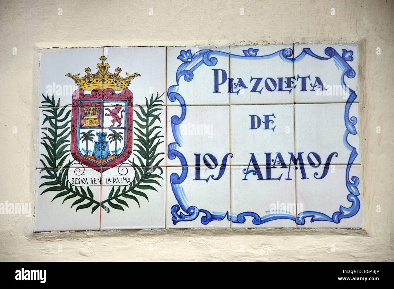 Mogan Sign Ceramic street sign, Puerto de Mogan, Gran Canaria, Canary Islands ...