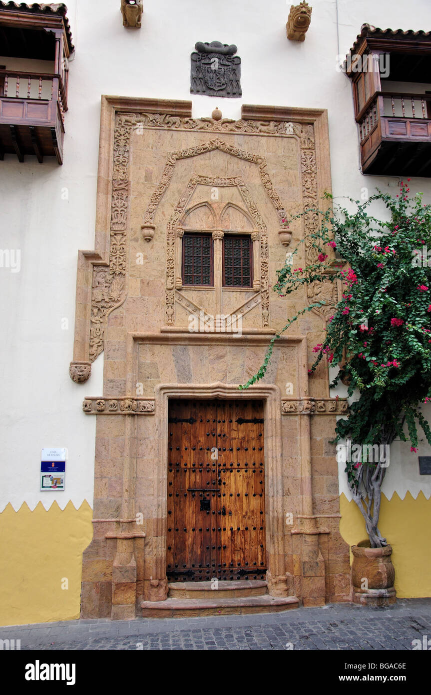 Ornate doorway, Casa de Colon, Vegueta, Las Palmas de Canaria, Gran Canaria, Canary Islands, Spain Stock Photo