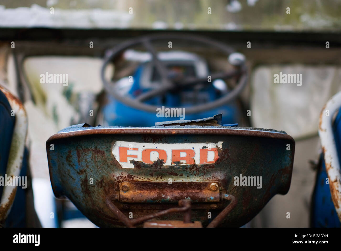 Abandoned Ford tractor near Karlsruhe Germany Stock Photo