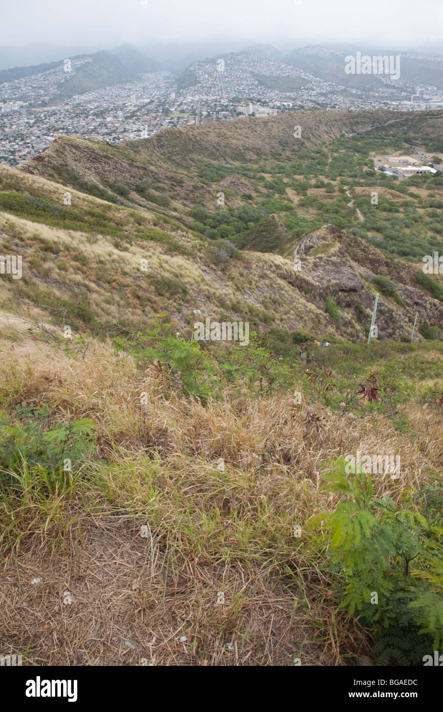 View from the Diamond Head volcano in Oahu, Hawaii Stock Photo - Alamy