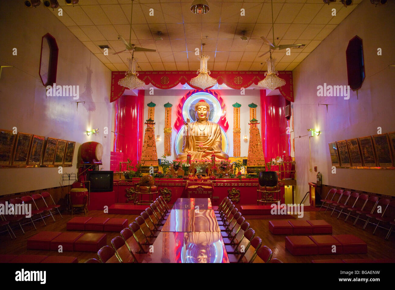 Mahayana Buddhist Temple in Chinatown, New York City Stock Photo