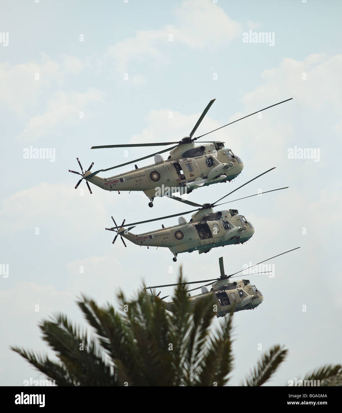 Westland Commando Helicopters of the Qatar Emiri Air Force perform a