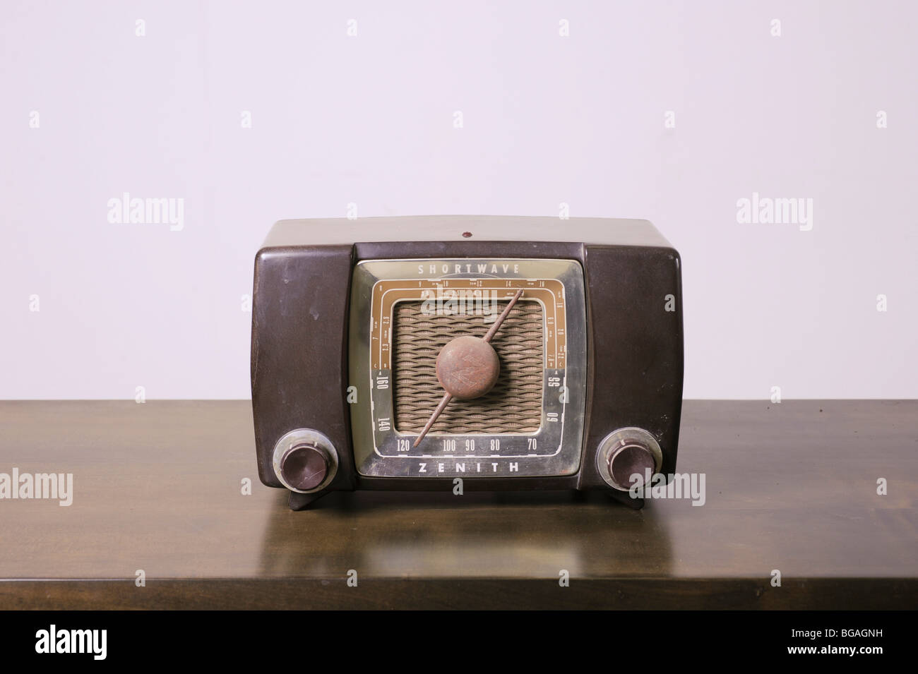 Cutout of a retro Zenith transistor radio receiver on white background Stock Photo