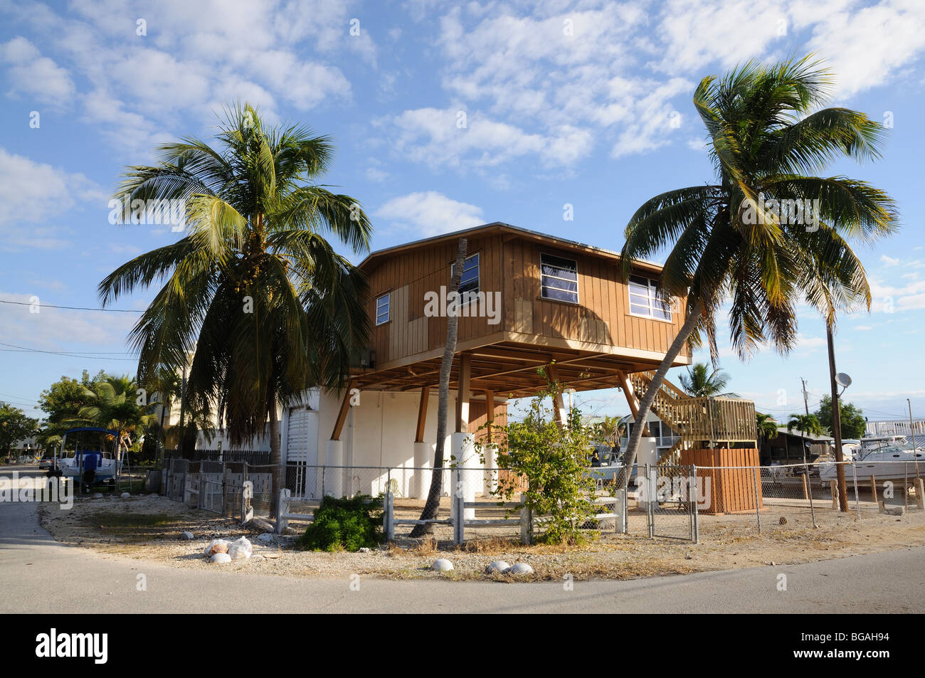 House on stilts, Key Largo Florida Stock Photo