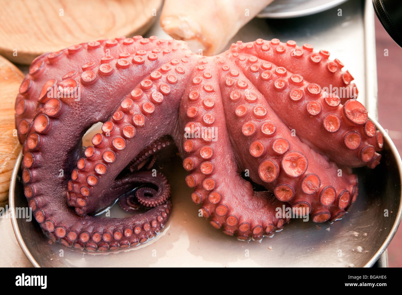 Pulpo a la gallega cociendose Stock Photo