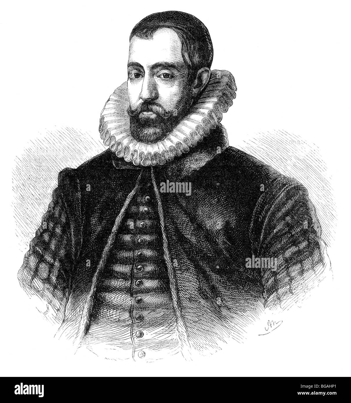 Illustration; Portrait of Sir Francis Walsingham, The Spymaster of Queen Elizabeth I Stock Photo