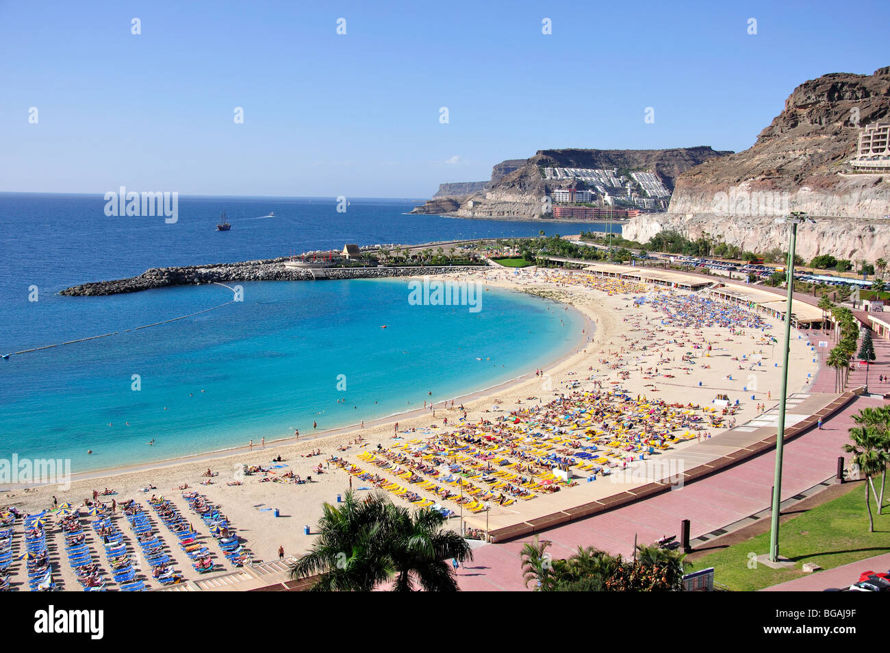 Beach resort view, Playa Amadores, Mogan Municipality, Gran Canaria, Canary Islands, Spain Stock Photo