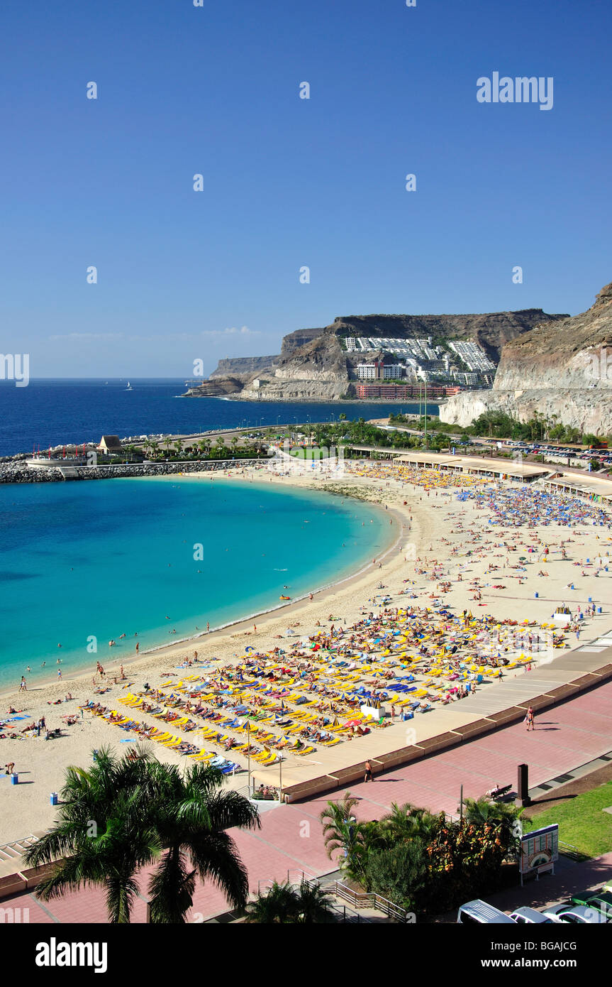 Beach resort view, Playa Amadores, Mogan Municipality, Gran Canaria, Canary Islands, Spain Stock Photo