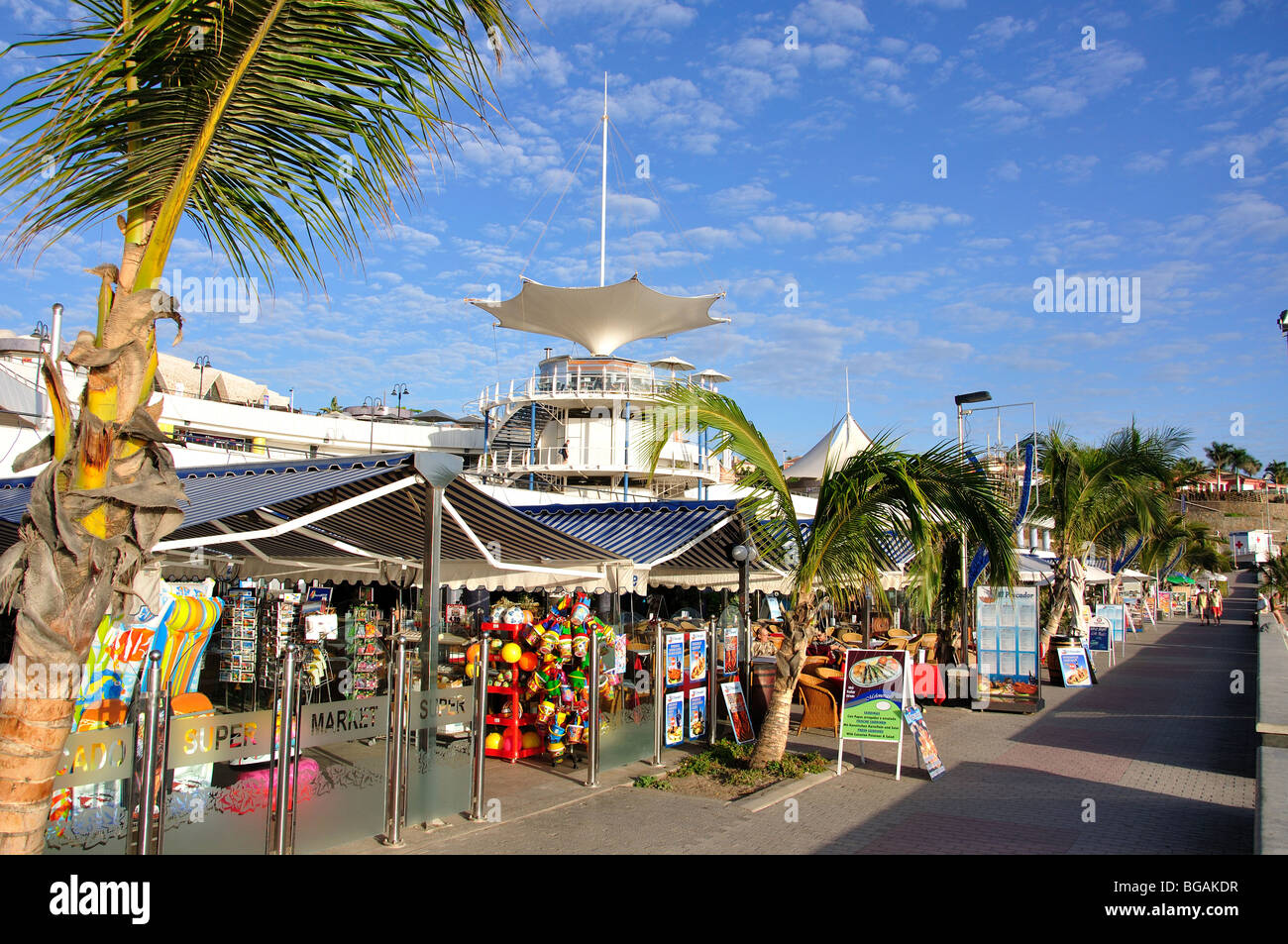 Beach promenade, Playa de Meloneras, Costa Meloneras, San Bartolome Municipality, Gran Canaria, Canary Islands, Spain Stock Photo