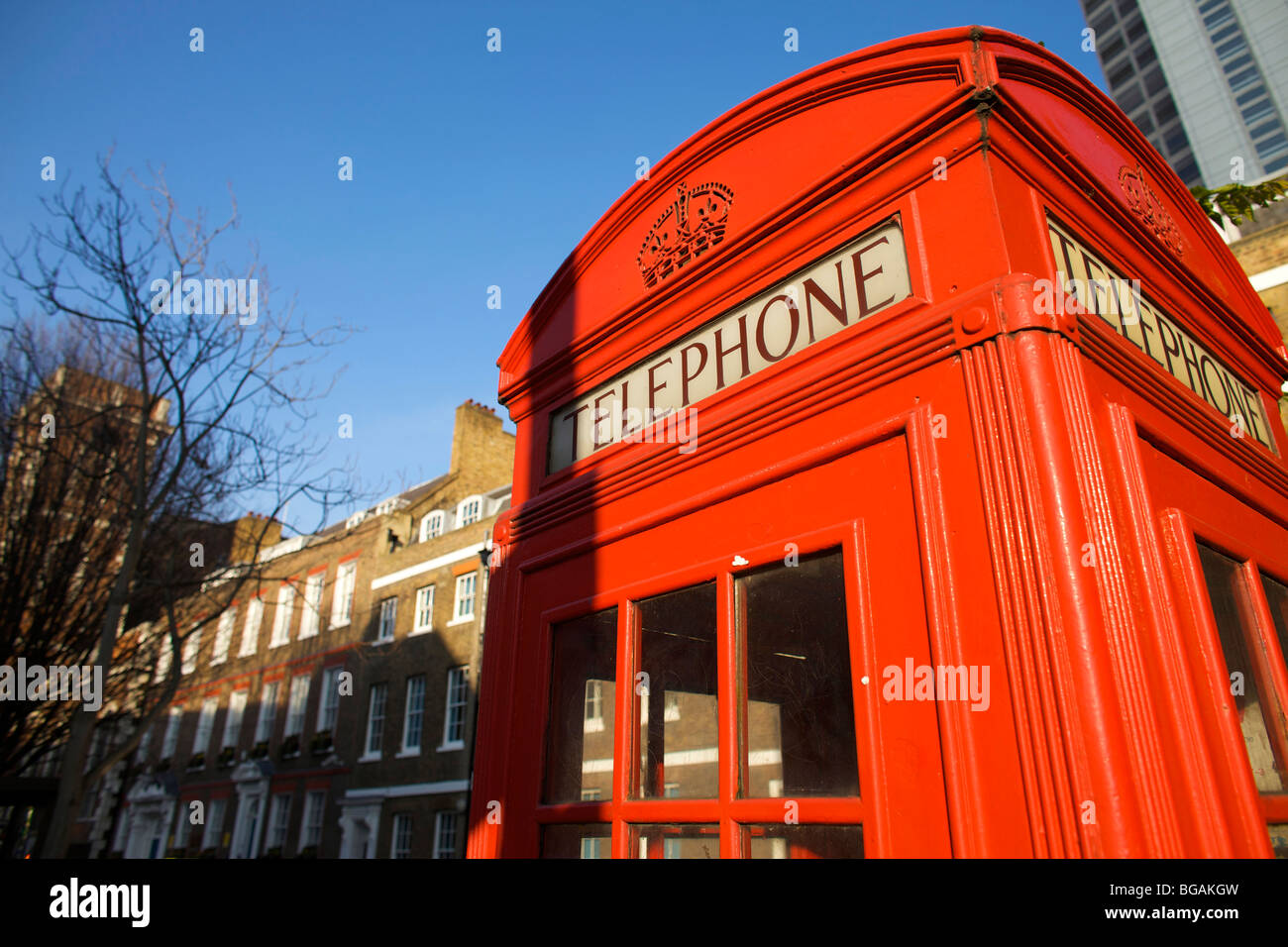 Old fashioned K1 red telephone boxes designed by Sir Gilbert Scott in London UK Stock Photo