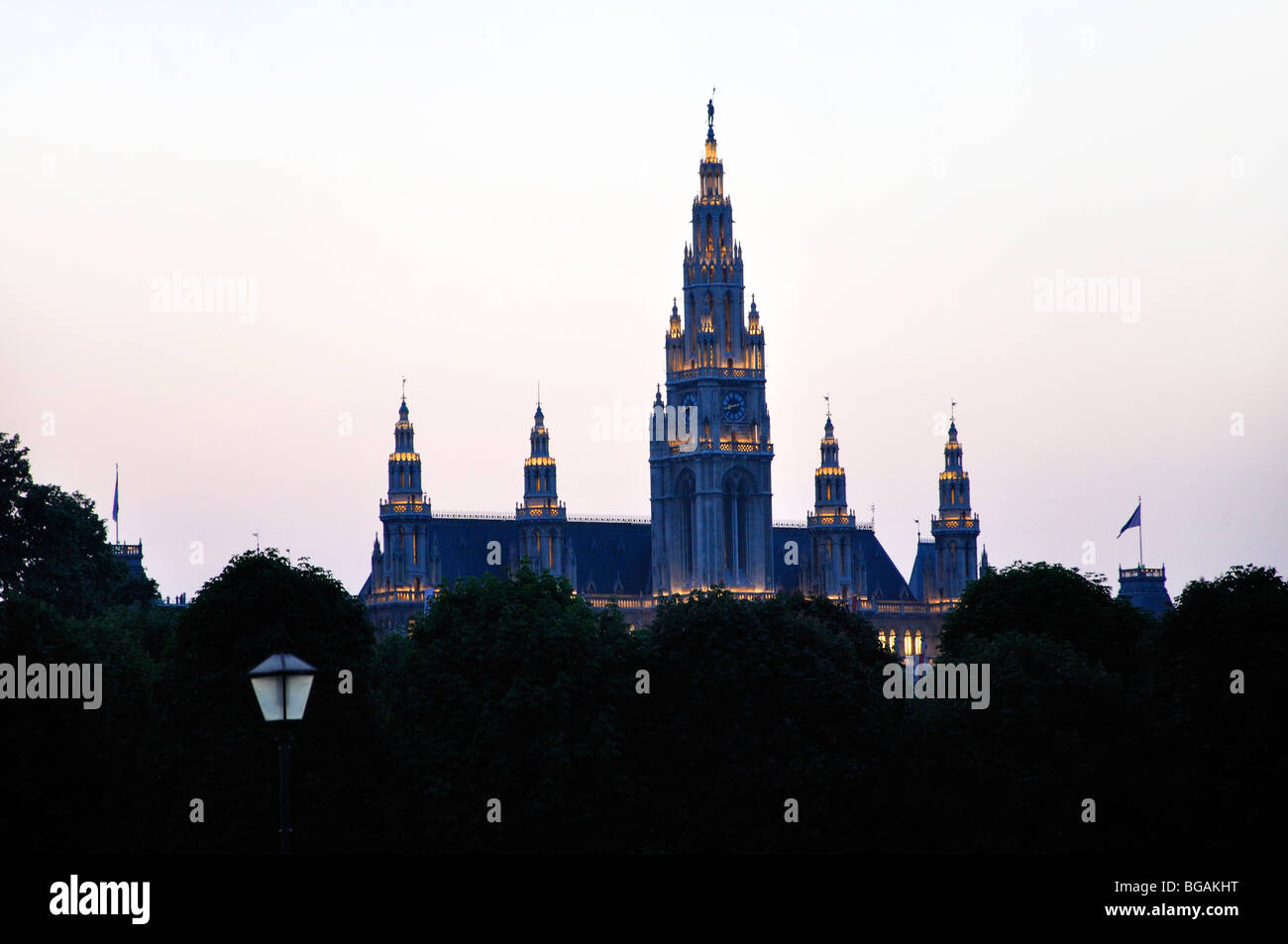 City Hall in the evening, Vienna, Austria Stock Photo