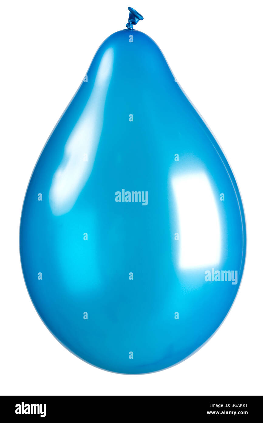 Inflated blue balloon isolated on white with clipping path Stock Photo