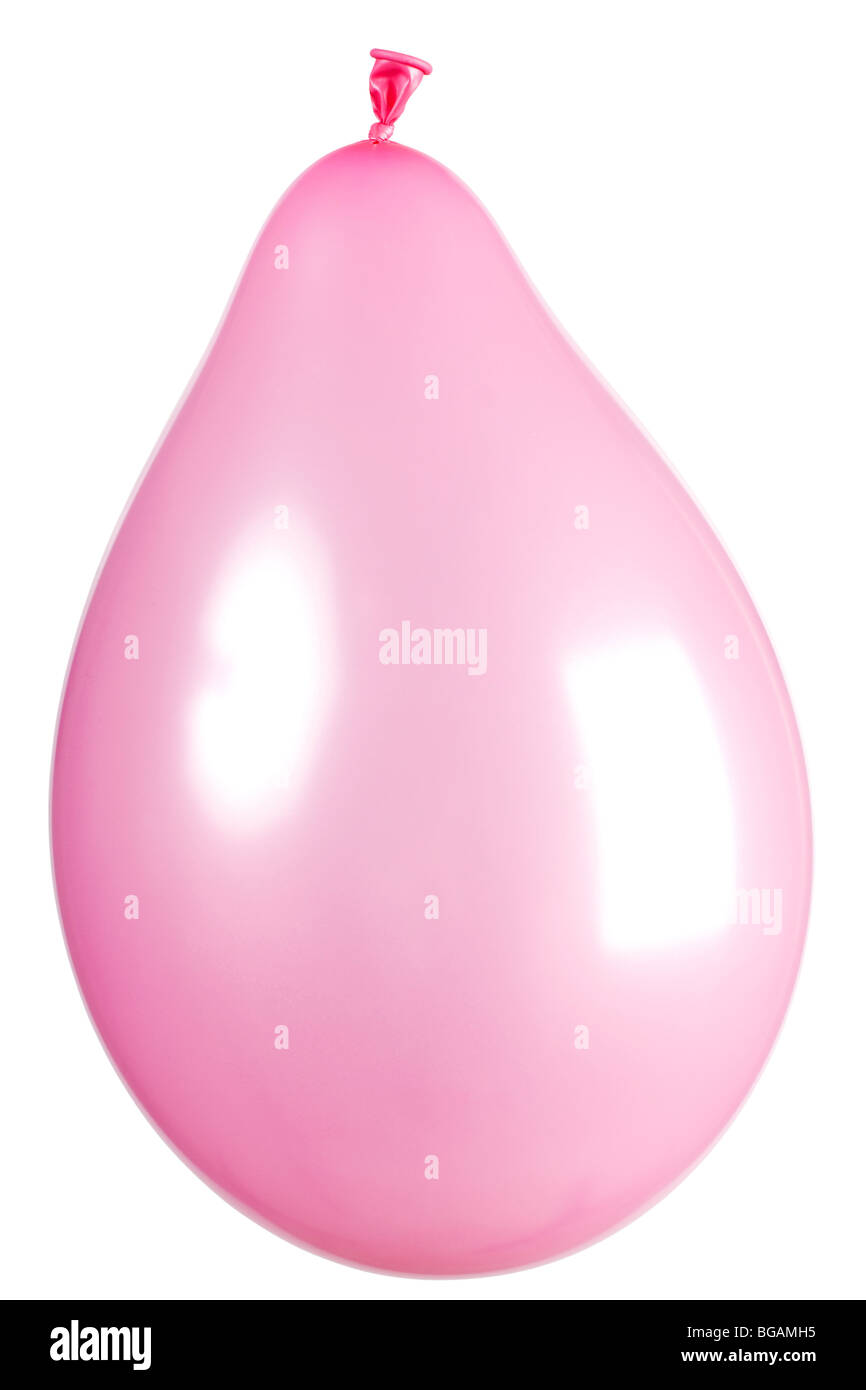 Inflated pink balloon isolated on white with clipping path Stock Photo
