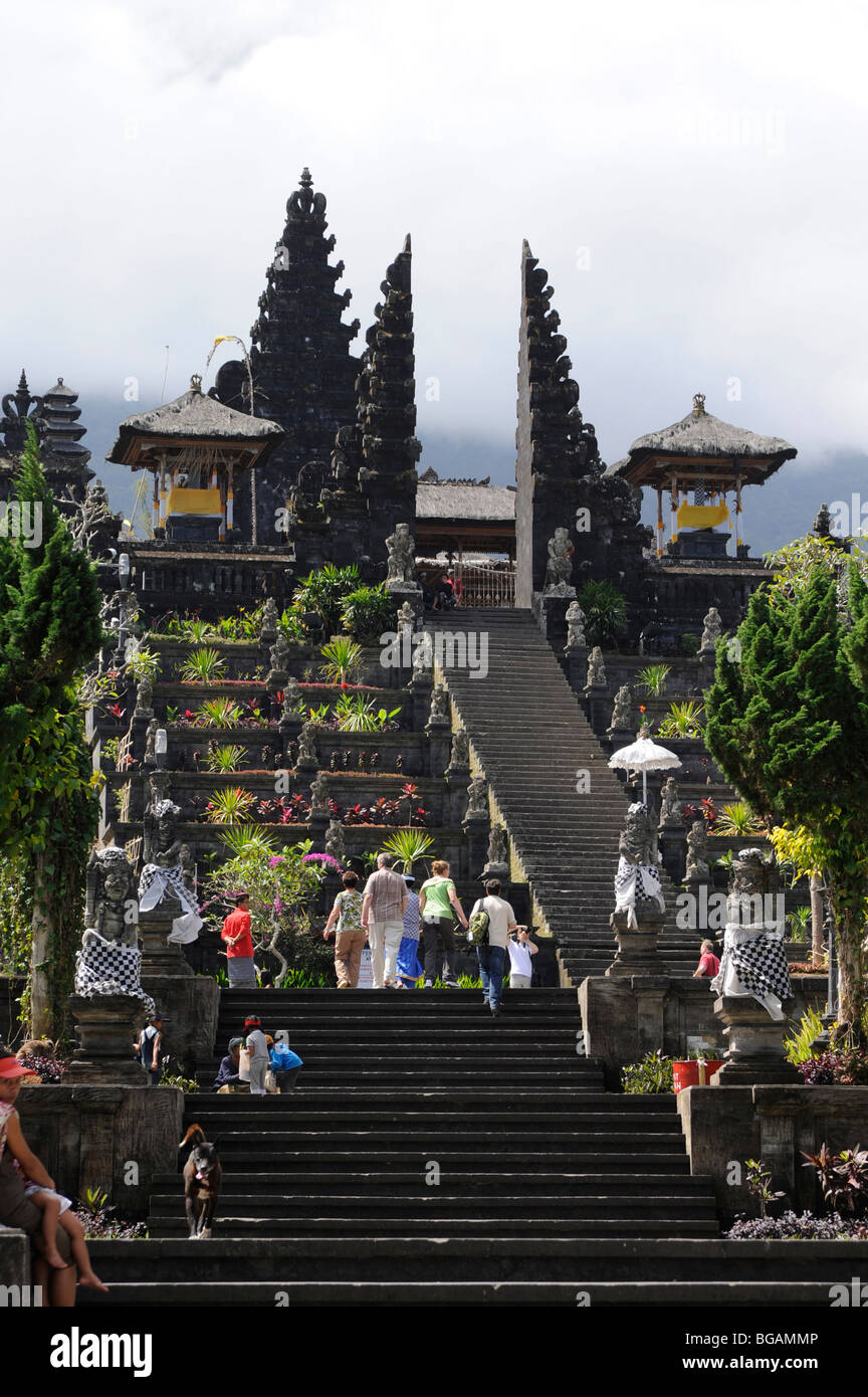 Pura Besakih, high on the slopes of Mt. Agung, is the Mother Temple of Bali, the most important temple complex on the island. Stock Photo