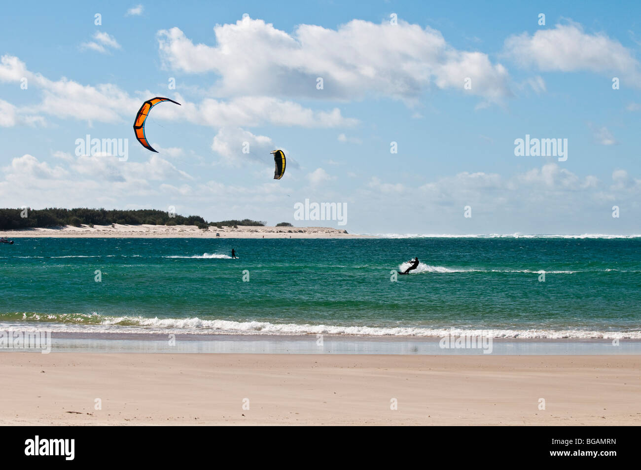 Kiteboarding at Jumpinpin, between South and North Stradbroke Islands