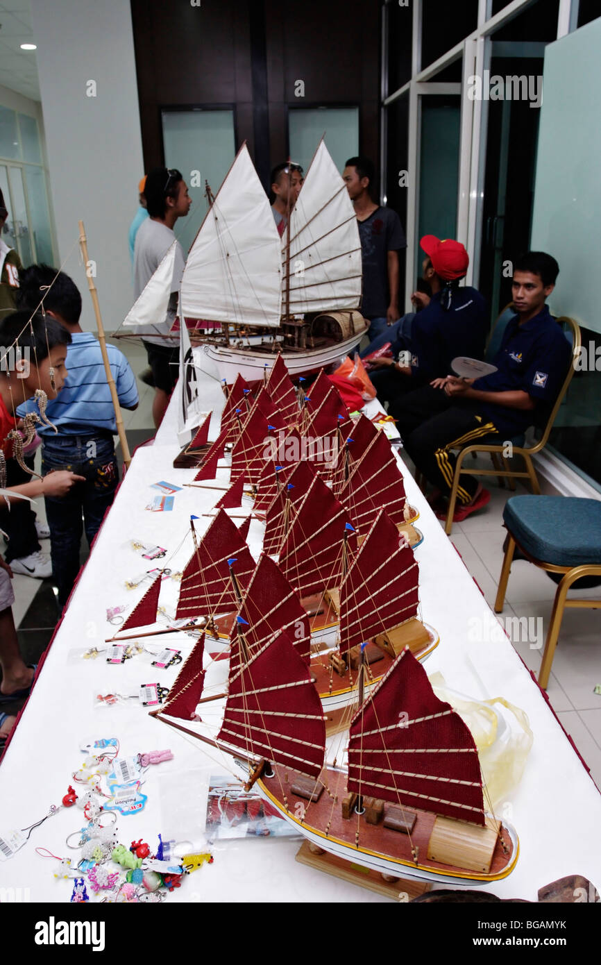 Model of traditional Terengganu sailing boat. Stock Photo
