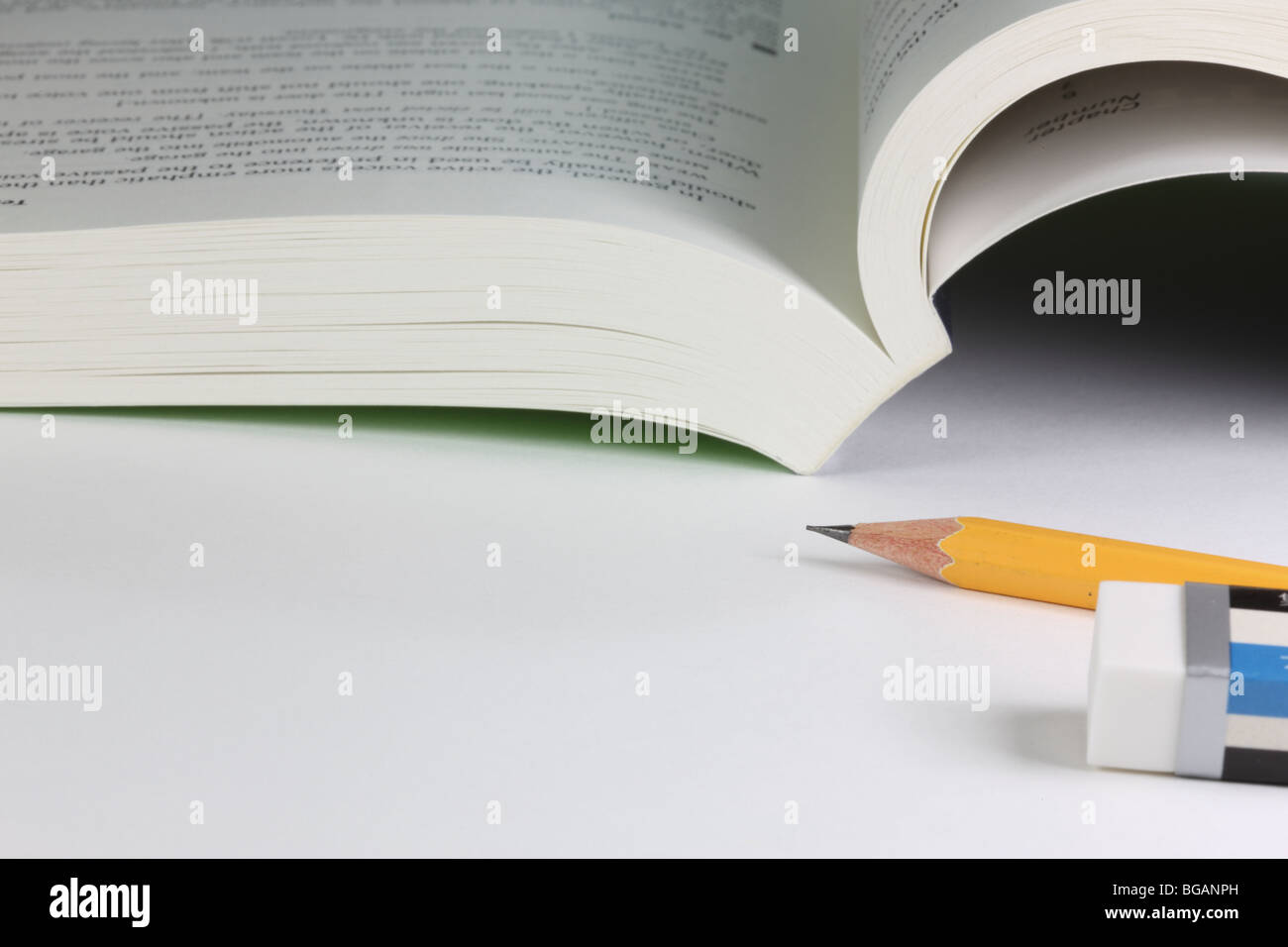 Pencil,eraser and book Stock Photo Alamy