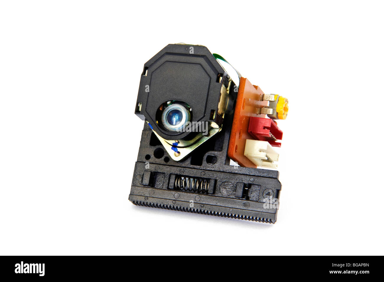 The optical laser and lens assemblage of a cd player Stock Photo
