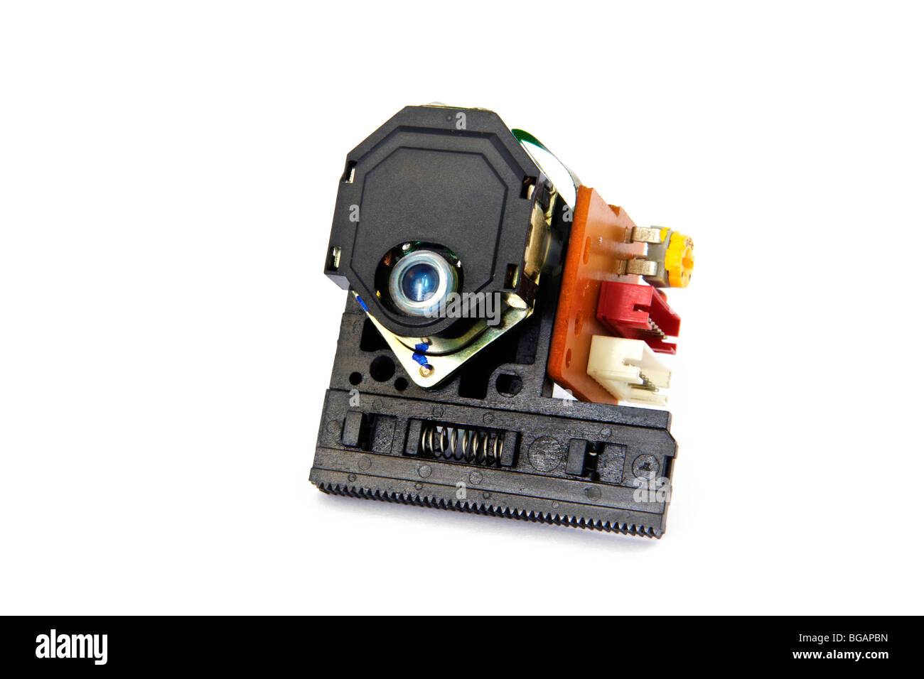 The optical laser and lens assemblage of a cd player Stock Photo Alamy