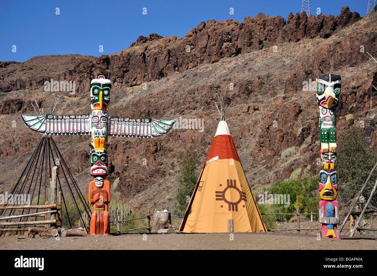 Indian village, Sioux City, San Augustin, San Bartolome Municipality, Gran Canaria, Canary Islands, Spain Stock Photo