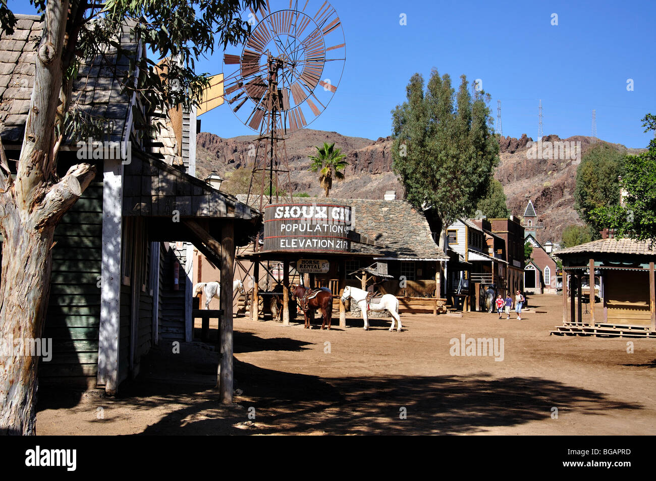 Western town, Sioux City, San Augustin, San Bartolome Municipality, Gran Canaria, Canary Islands, Spain Stock Photo