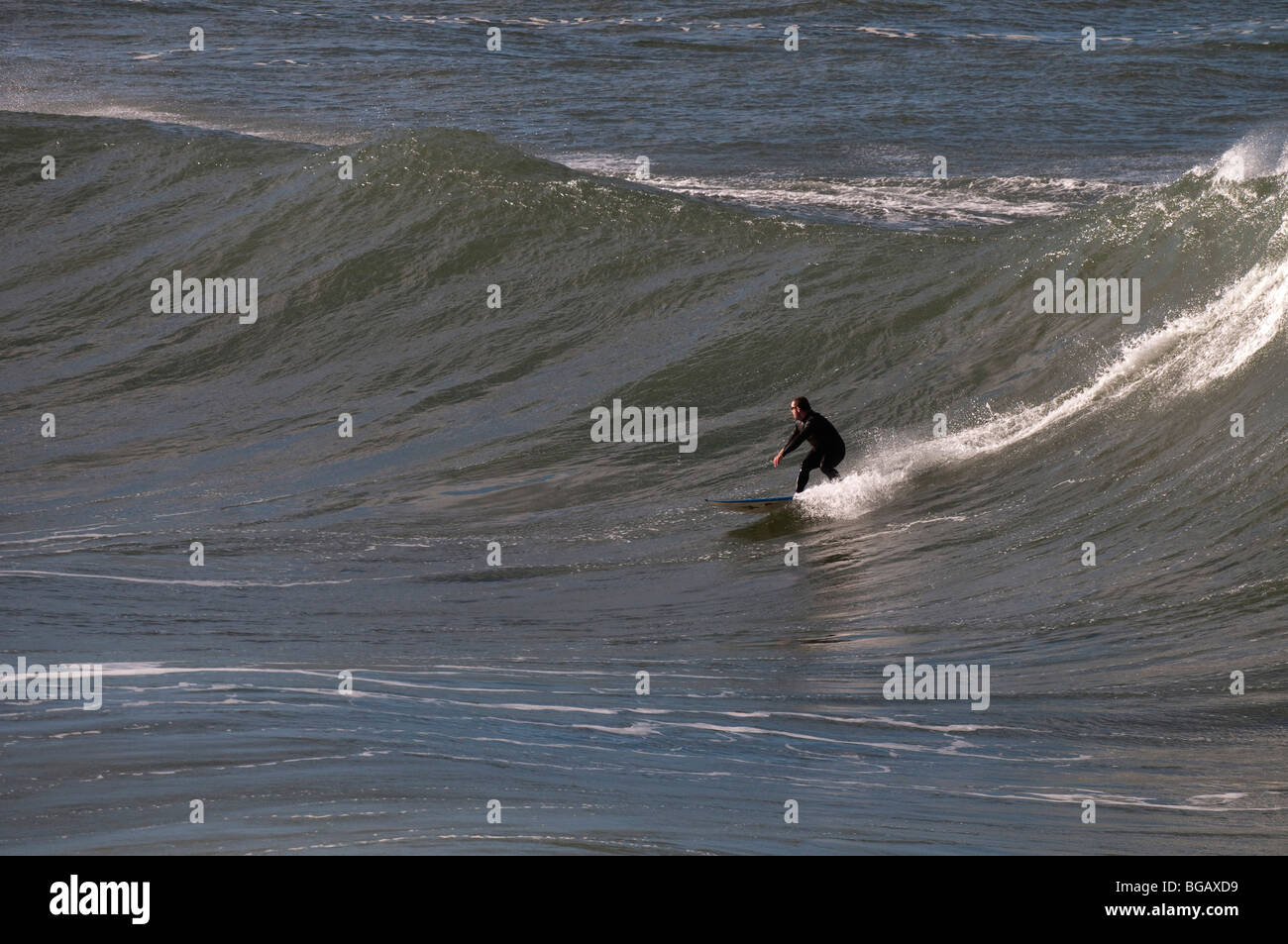 Tow-in Surfer off Snapper Rocks, Cooloongatta, Gold Coast, Queensland, Australia Stock Photo