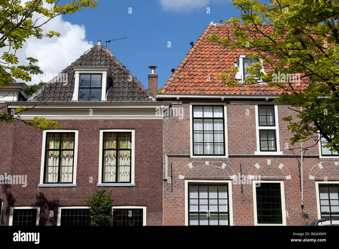 Dutch houses in the old town Delft, Zuid, Holland Stock Photo