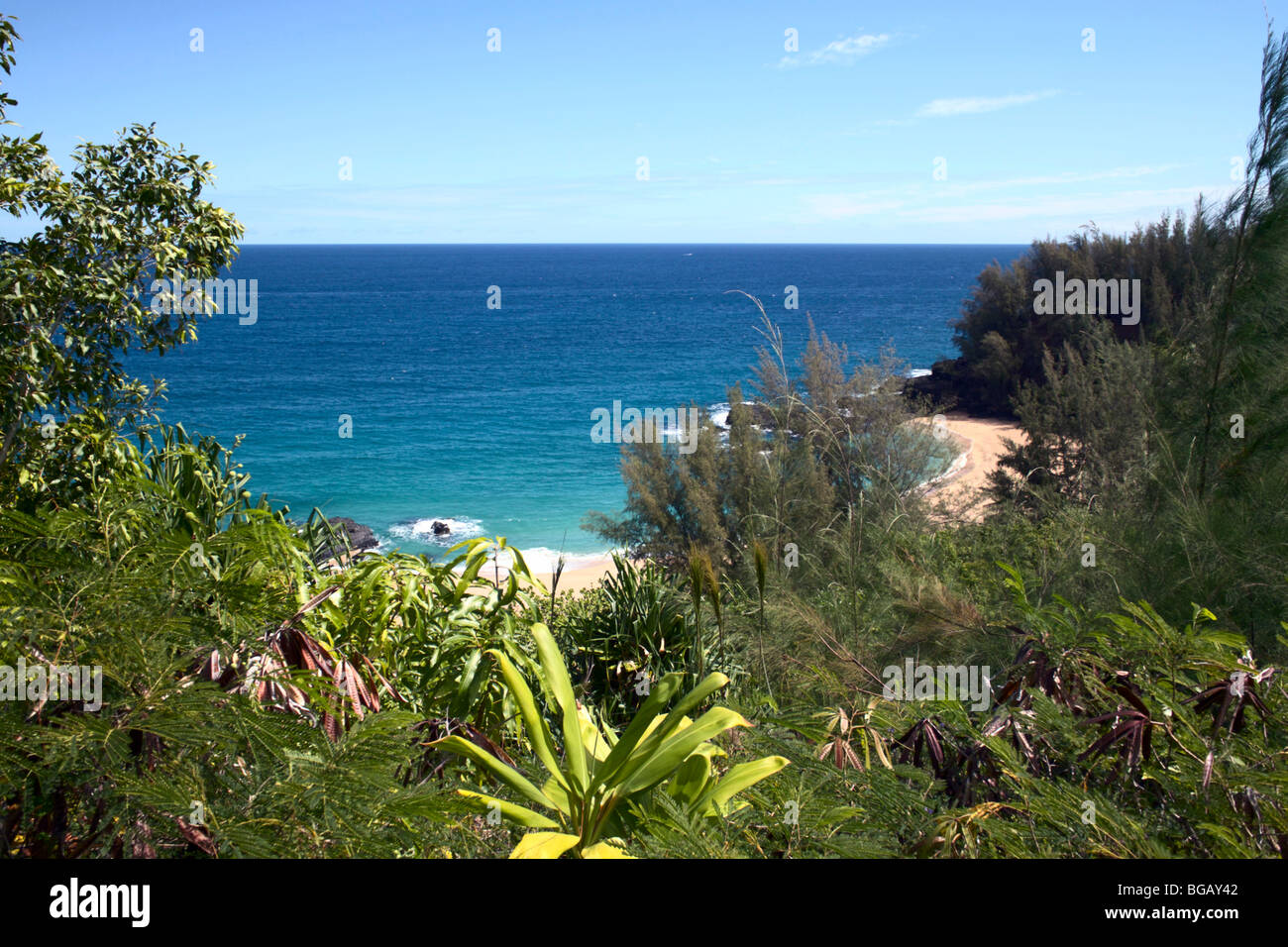 Glimpse of Lumahai Beach from Kuhio Highway Kauai HI Stock Photo Alamy