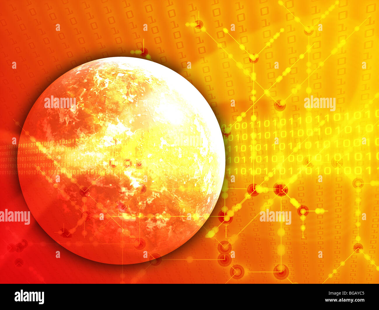 Digital data transfer,with globe world map Stock Photo Alamy