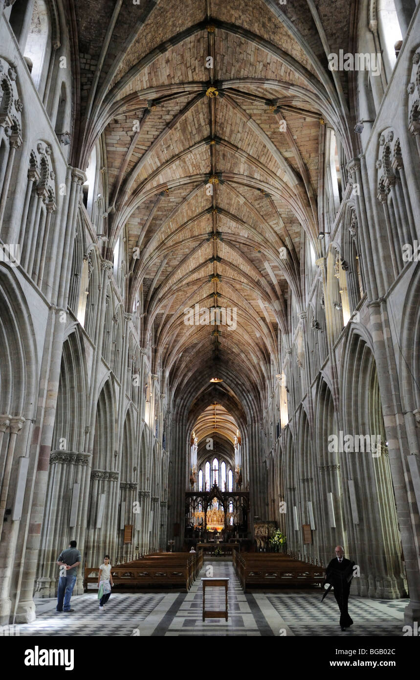The interior nave of Worcester Cathedral, Worcester, Worcestershire, England, UK (editorial only). Stock Photo