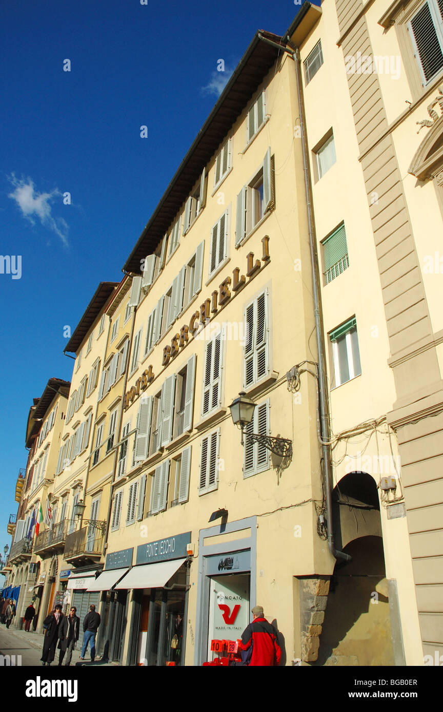 The Hotel Berchielli on the banks of the River Arno in Florence, Tuscany, Italy Stock Photo